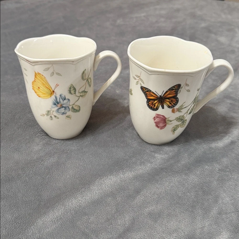Lenox Butterfly Meadow Set of 2 Coffee‎ Tea Mugs Cups Dragonfly and Monarch - Picture 5 of 10